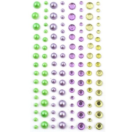 120 perles adhésives violet-vert