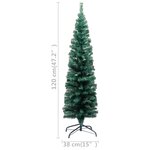 vidaXL Sapin de Noël artificiel mince avec support vert 120 cm PVC