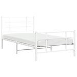 vidaXL Cadre de lit métal avec tête de lit/pied de lit blanc 100x190cm