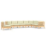 vidaXL Salon de jardin 8 Pièces avec coussins crème Bois de pin massif