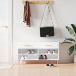 vidaXL Banc à chaussures blanc brillant 102x35x55 cm bois d'ingénierie
