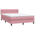 vidaXL Sommier à lattes de lit avec matelas rose 160x220 cm velours