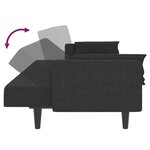 vidaXL Canapé-lit à 2 places avec deux oreillers noir tissu