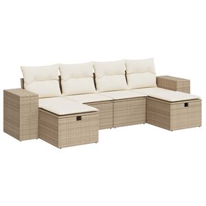 vidaXL Salon de jardin avec coussins 6 Pièces beige résine tressée