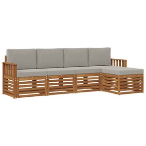 vidaXL Ensemble de canapés d'extérieur 5 pc Gris Naturel et Clair