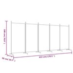 vidaXL Cloison de séparation 5 panneaux Marron 433x180 cm Tissu