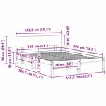 vidaXL Cadre de lit avec tête de lit 160x200 cm en bois de pin massif