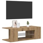 vidaXL Meuble TV avec lumières LED chêne artisanal bois d'ingénierie