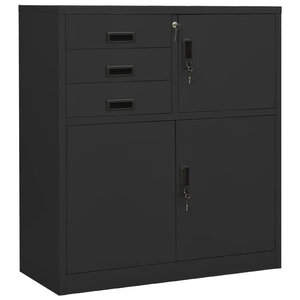 Armoire de bureau avec étagère réglable rangement 90 x 40 x 102 cm design moderne en acier anthracite 02_0046906