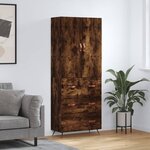 vidaXL Buffet haut Chêne fumé 69 5x34x180 cm Bois d'ingénierie
