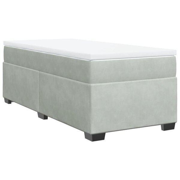vidaXL Sommier à lattes de lit et matelas Gris clair 90x190 cm Velours