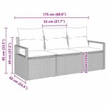 Ensemble de canapés de jardin de 3 pièces avec coussins noir poly rotin