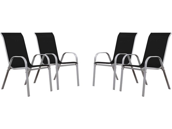 Fauteuil jardin Textilène "Cordoba" - Phoenix - Noir - Lot de 4