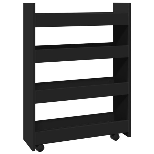 vidaXL Chariot de rangement étroit 4 niveaux noir bois d'ingénierie