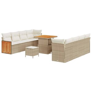 vidaXL Ensemble de canapé de jardin 11 Pièces Beige et crème