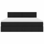 vidaXL Lit de rangement LED avec matelas Noir 160 x 200 cm Tissu