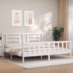 vidaXL Cadre de lit avec tête de lit blanc 200x200 cm bois massif