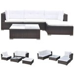 vidaXL Salon de jardin avec coussins 5 Pièces Résine tressée Marron