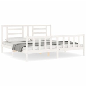 vidaXL Cadre de lit avec tête de lit blanc 200x200 cm bois massif