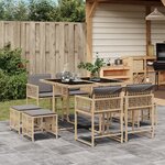 vidaXL Ensemble à manger de jardin et coussins 9 Pièces mélange beige