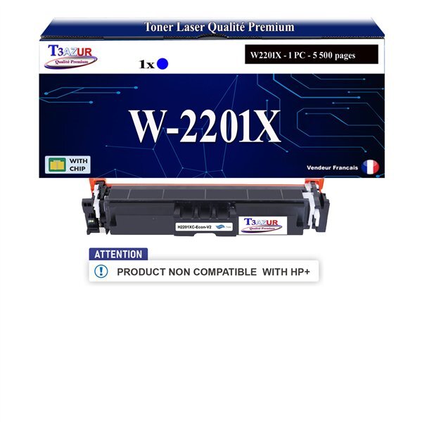 T3AZUR - 220X/220A Toner compatible avec W2201X / W2201A compatible avec HP Color LaserJet Pro 4202  MFP 4302  4303 Cyan