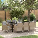 vidaXL Ensemble de salle à manger pour jardin 9 Pièces Beige polyrotin