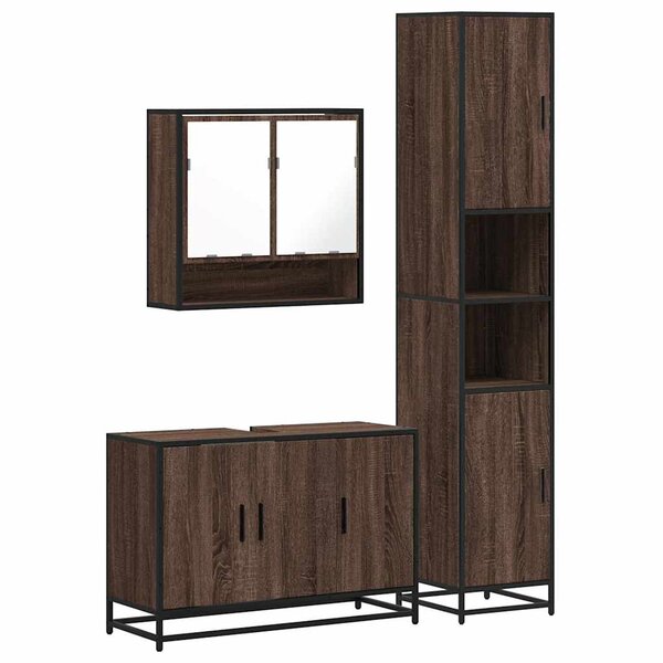 vidaXL Ensemble de meubles de salle de bain 3 Pièces Chêne marron