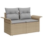vidaXL Ensemble de canapé de jardin avec coussin Beige polyrotin