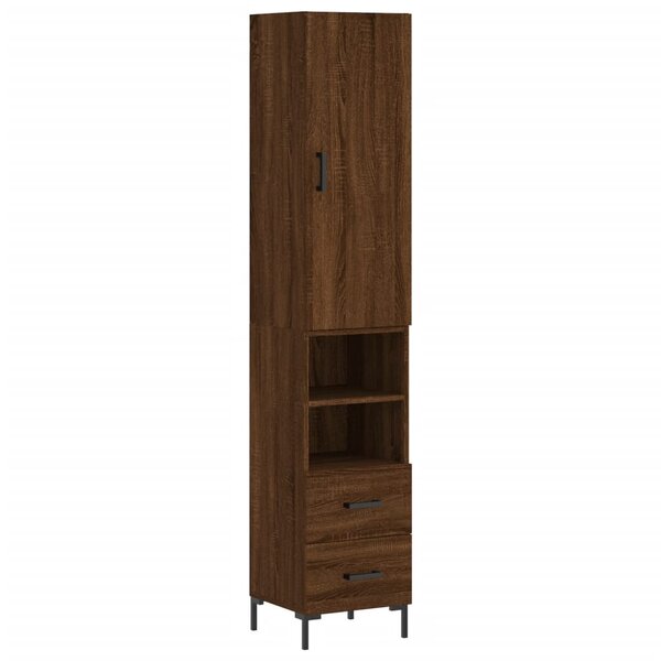 vidaXL Buffet haut Chêne marron 34 5x34x180 cm Bois d'ingénierie