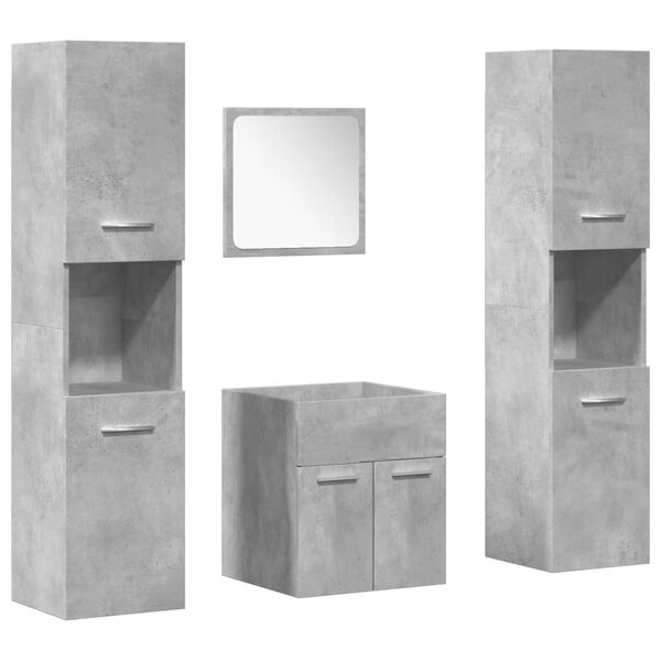 vidaXL Ensemble de meubles de salle de bain 4 Pièces gris béton