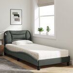 vidaXL Lit avec matelas Hvar gris foncé 90x190 cm tissu