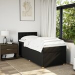 vidaXL Sommier à lattes de lit avec matelas Noir 100x200 cm Tissu