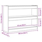 Bibliothèque/Paravent vidaXL en bois vieilli  100x30x72 cm  Fabriqué en bois reconstitué