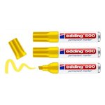 Marqueur Permanent 500 Corps Alu Jaune Pointe Large Biseautée 2-7 mm x 3 EDDING