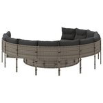 vidaXL Canapé de jardin avec table coussins rond gris résine tressée