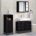 vidaXL Ensemble de mobilier de salle de bain 3 Pièces Chêne noir