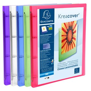 Classeur 4 Anneaux 15mm Polypropylène Chromaline 5/10e Krea Cover - A4 - Couleurs Assorties - X 20 - Exacompta