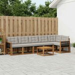 vidaXL Ensemble de canapés d'extérieur 7 Pièces Naturel et gris clair