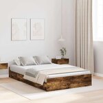 vidaXL Cadre de lit avec rangement avec tiroir Chêne fumé 120 x 190 cm