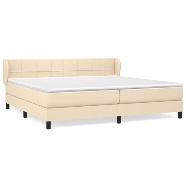 vidaXL Sommier à lattes de lit avec matelas Crème 200x200 cm Tissu