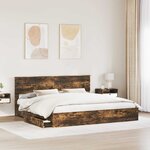 vidaXL Lit de Rangement Chêne fumé 200 x 200 cm Bois d'ingénierie