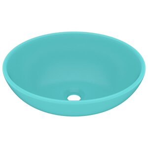 vidaXL Lavabo ovale de luxe Vert clair mat 40x33 cm Céramique