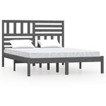 vidaXL Cadre de lit Gris 135x190 cm Bois de pin massif Double