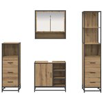 vidaXL Ensemble de mobilier de salle de bain 4 Pièces Chêne artisanal