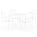 vidaXL Ensemble de bistro 5 Pièces Aluminium coulé Blanc