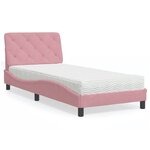 vidaXL Lit avec matelas rose 90x200 cm velours