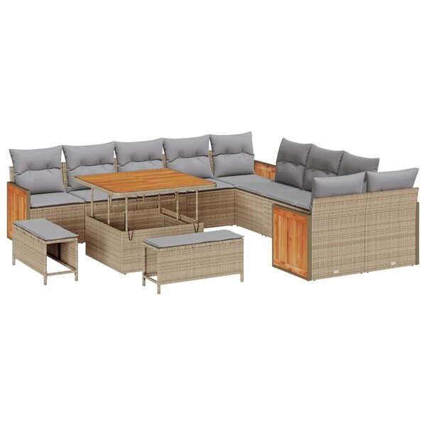 vidaXL Ensemble de canapé de jardin 13 Pièces Beige et gris clair