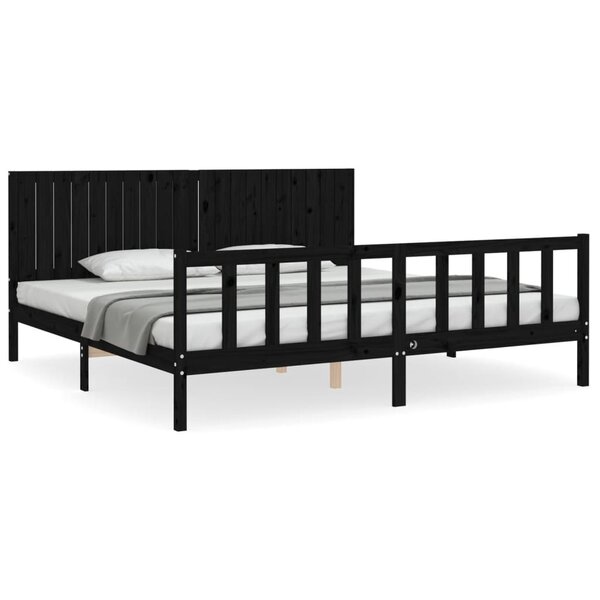vidaXL Cadre de lit sans matelas noir 200x200 cm bois massif de pin