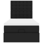 VidaXL Cadre de lit ottoman avec matelas noir 100x200 cm similicuir