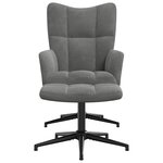 vidaXL Chaise de relaxation avec tabouret Gris foncé Velours